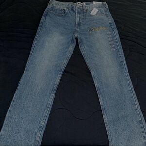 PLAYBOY PacSun Men's Light Blue Jeans with Gold Logo 30x32 SLIM |